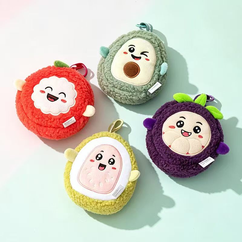Tropical Fruit Plush Shopping Bag | Lychee, Guava, Avocado & Mangosteen | Set of 4