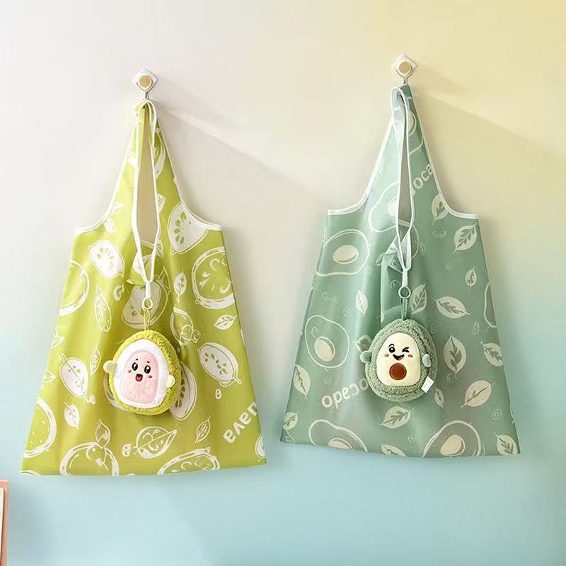 Tropical Fruit Plush Shopping Bag | Lychee, Guava, Avocado & Mangosteen | Set of 4