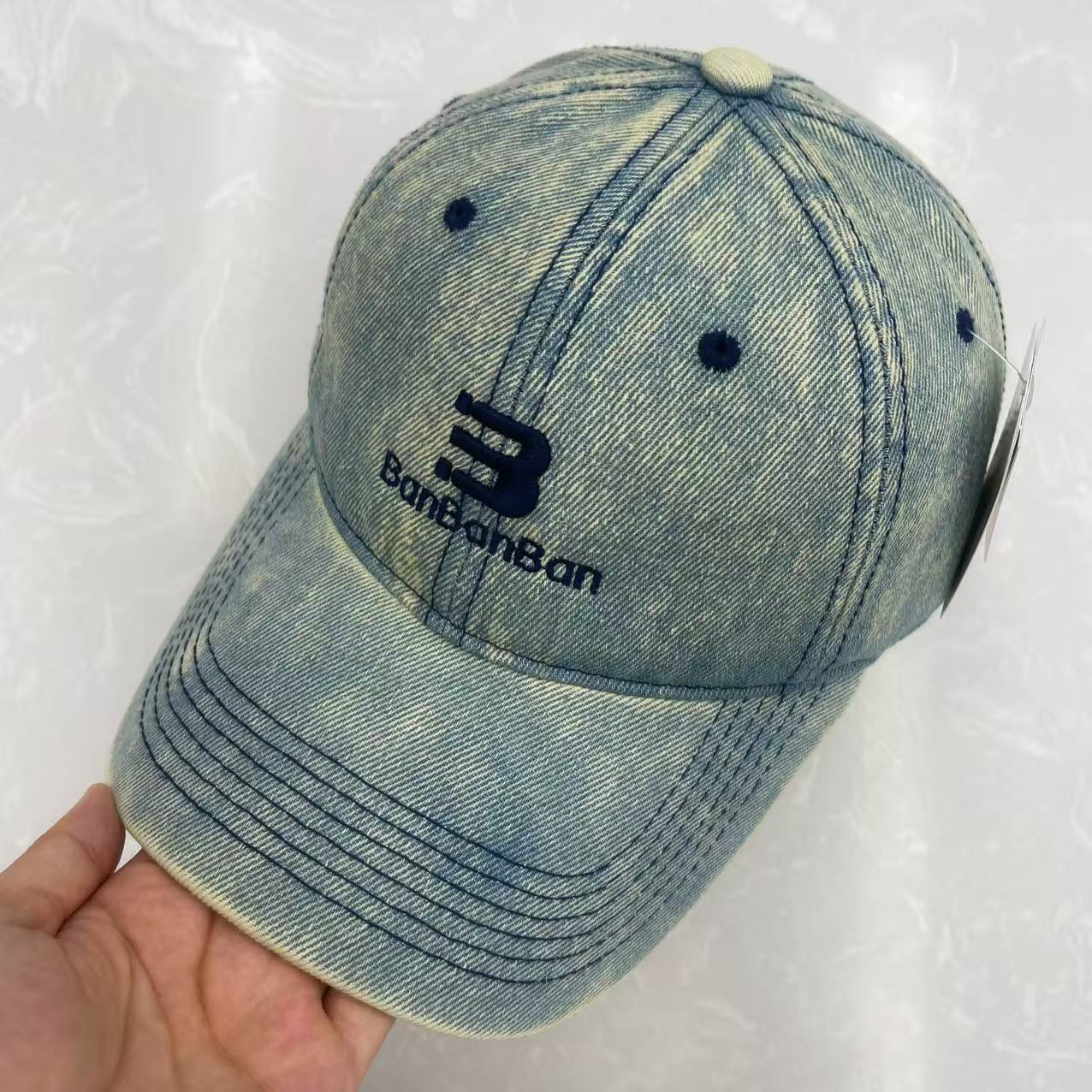 BanBanBan Wide Brim Hand-Washed Denim Baseball Cap – Vintage Acid Wash Hat