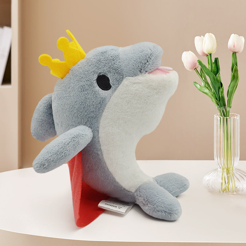 Make My Day Ocean Series | Royal Dolphin Stuffed Animal Plush Toy – Crowned Dolphin with Red Cape