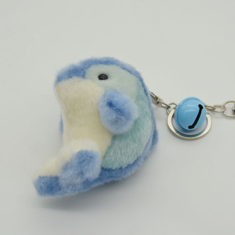 Ocean Series | Dolphin Plush Keychain Charm – Blue Gradient Kawaii Mini Stuffed Animal Bag Pendant with Bell | Realistic Ocean Plush