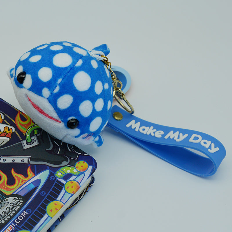 Make My Day Ocean Series | Whale Shark Plush Keychain Charm – Polka Dot Kawaii Stuffed Animal Bag Pendant