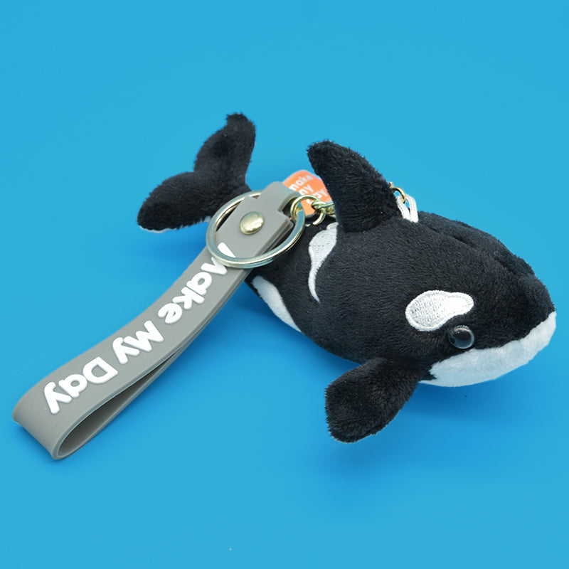 Make My Day Ocean Series | Orca Killer Whale Plush Toy & Keychain Charm – Realistic Black & White Stuffed Animal