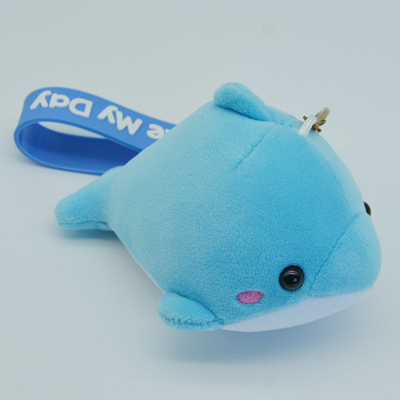 Make My Day Ocean Series | Blue Dolphin Plush Keychain Charm – Cute Kawaii Stuffed Animal Bag Pendant