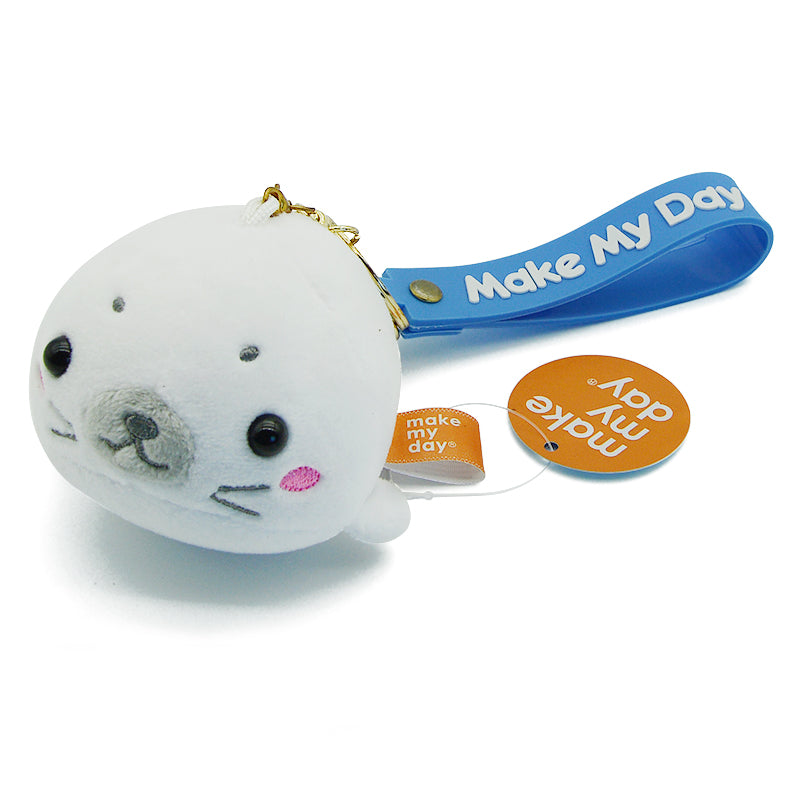 Make My Day Ocean Series | Cute Baby Seal Plush Keychain Charm – Soft Stuffed Animal Bag Pendant