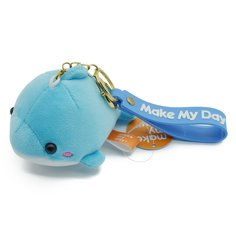 Make My Day Ocean Series | Blue Dolphin Plush Keychain Charm – Cute Kawaii Stuffed Animal Bag Pendant