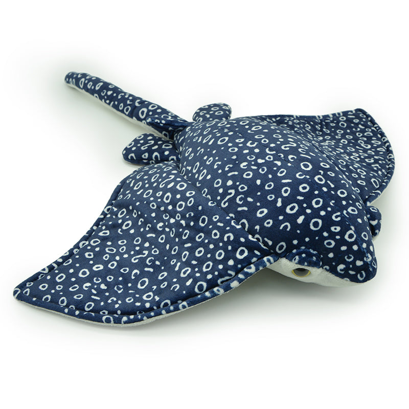 Make My Day Ocean Series | Spotted Eagle Ray Plush Toy & Keychain Charm – Navy Blue Leopard Spot Realistic Stuffed Animal | 2 Sizes