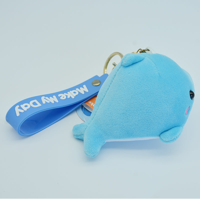 Make My Day Ocean Series | Blue Dolphin Plush Keychain Charm – Cute Kawaii Stuffed Animal Bag Pendant