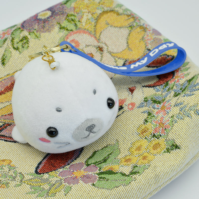 Make My Day Ocean Series | Cute Baby Seal Plush Keychain Charm – Soft Stuffed Animal Bag Pendant