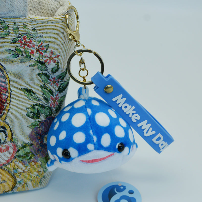 Make My Day Ocean Series | Whale Shark Plush Keychain Charm – Polka Dot Kawaii Stuffed Animal Bag Pendant