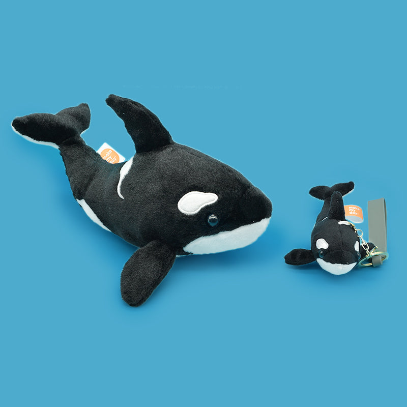 Make My Day Ocean Series | Orca Killer Whale Plush Toy & Keychain Charm – Realistic Black & White Stuffed Animal