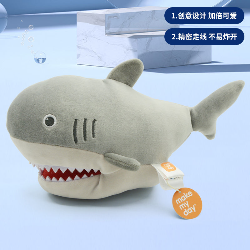 Make My Day Ocean Series | Great White Shark Hand Puppet Plush Pillow – Open-Mouth Stuffed Animal Cuddle Toy