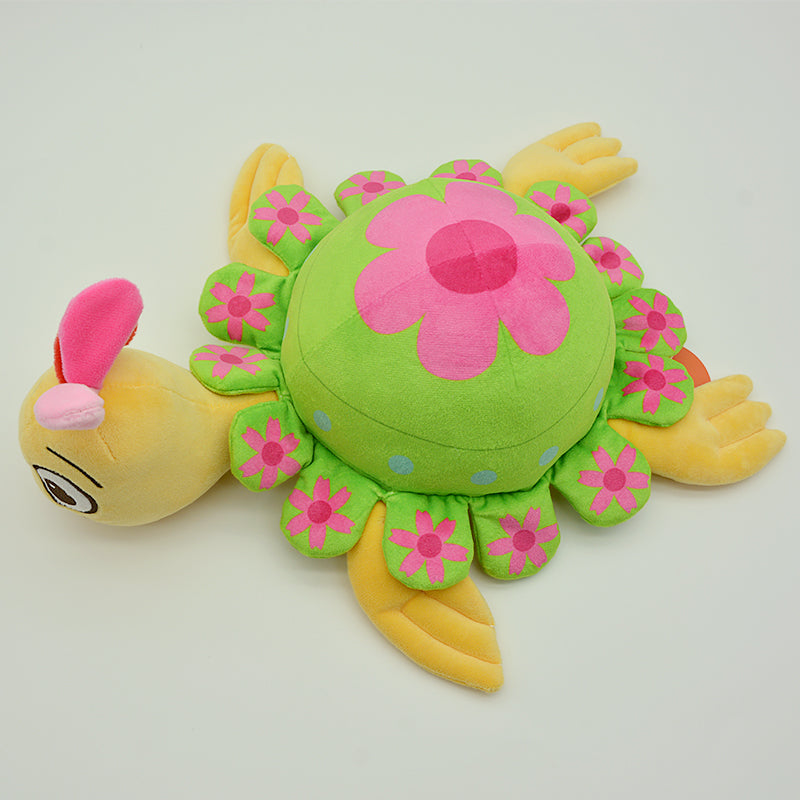 Make My Day Ocean Series | Floral Sea Turtle Plush Toy – Bright Green Shell with Pink Daisy Pattern Kawaii Stuffed Animal