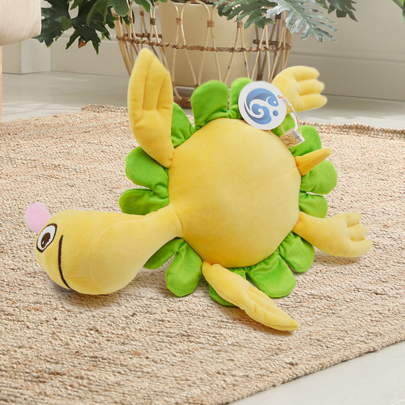 Make My Day Ocean Series | Floral Sea Turtle Plush Toy – Bright Green Shell with Pink Daisy Pattern Kawaii Stuffed Animal