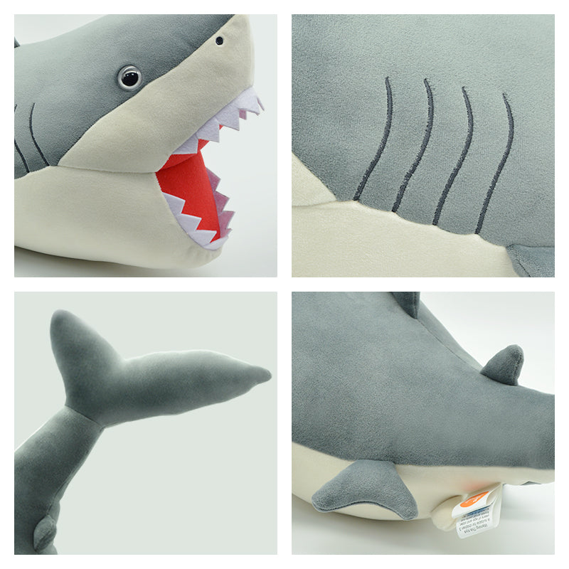 Ocean Series | Megalodon Great White Shark Plush Pillow – Realistic Open-Mouth Stuffed Animal Cuddle Toy