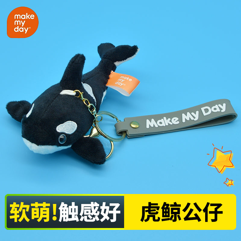 Make My Day Ocean Series | Orca Killer Whale Plush Toy & Keychain Charm – Realistic Black & White Stuffed Animal