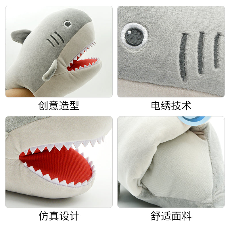 Make My Day Ocean Series | Great White Shark Hand Puppet Plush Pillow – Open-Mouth Stuffed Animal Cuddle Toy