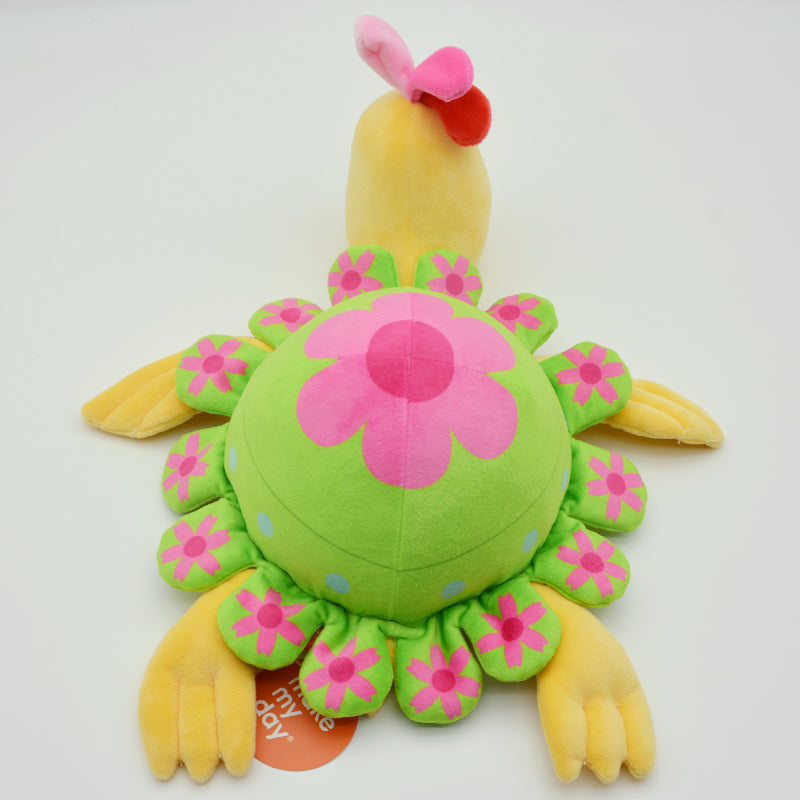 Make My Day Ocean Series | Floral Sea Turtle Plush Toy – Bright Green Shell with Pink Daisy Pattern Kawaii Stuffed Animal