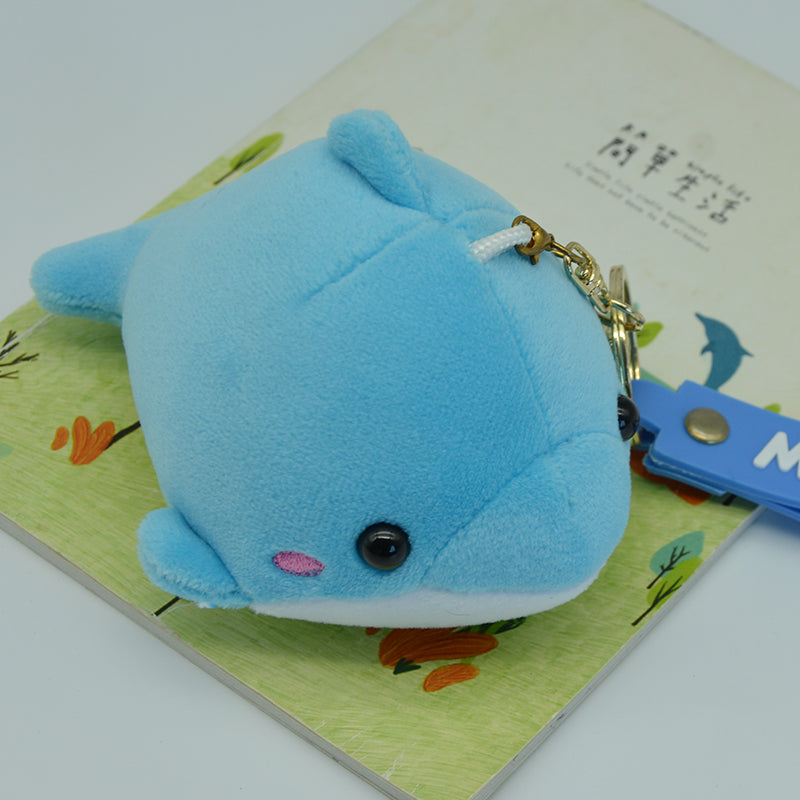 Make My Day Ocean Series | Blue Dolphin Plush Keychain Charm – Cute Kawaii Stuffed Animal Bag Pendant