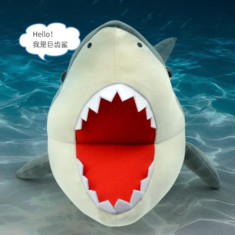 Ocean Series | Megalodon Great White Shark Plush Pillow – Realistic Open-Mouth Stuffed Animal Cuddle Toy