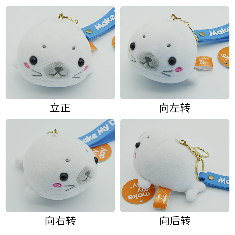 Make My Day Ocean Series | Cute Baby Seal Plush Keychain Charm – Soft Stuffed Animal Bag Pendant