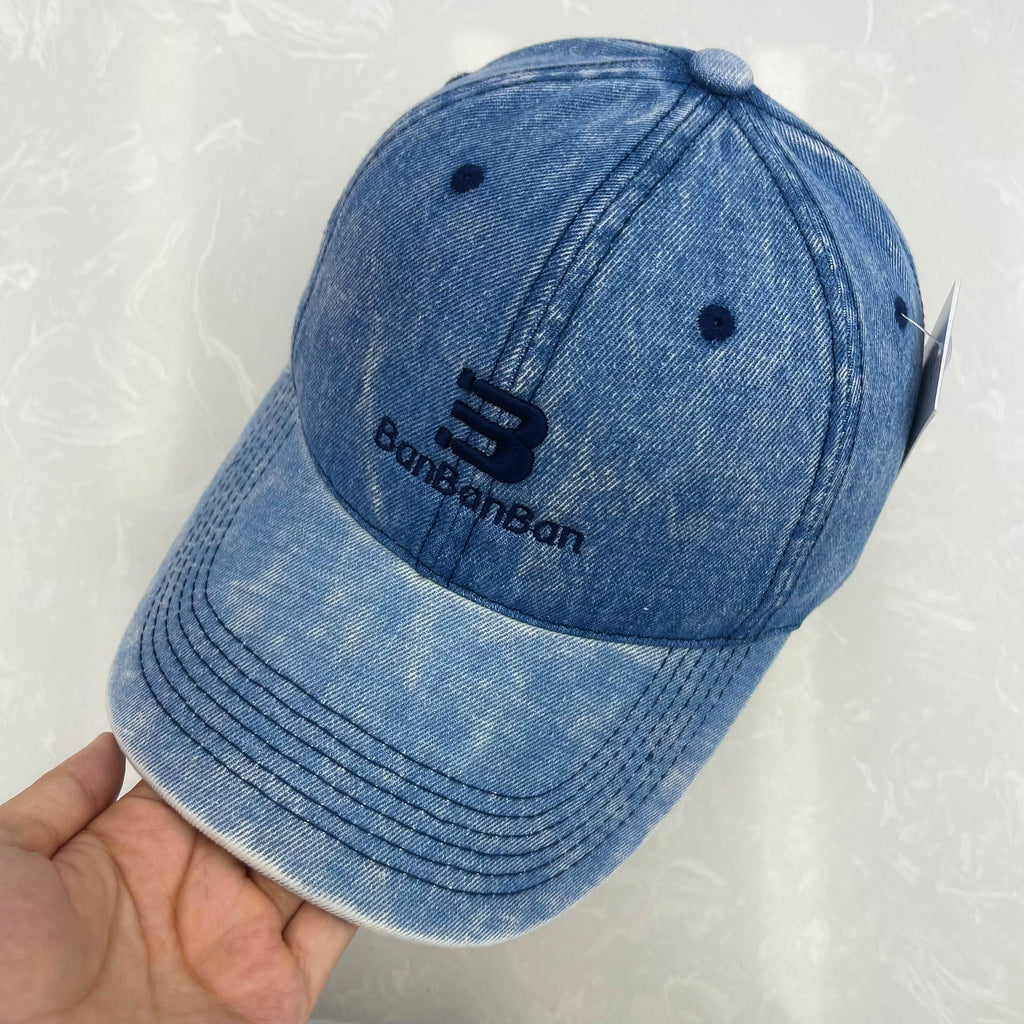 BanBanBan Wide Brim Hand-Washed Denim Baseball Cap – Vintage Acid Wash Hat