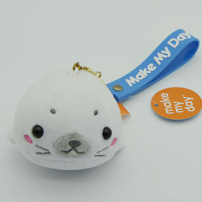 Make My Day Ocean Series | Cute Baby Seal Plush Keychain Charm – Soft Stuffed Animal Bag Pendant