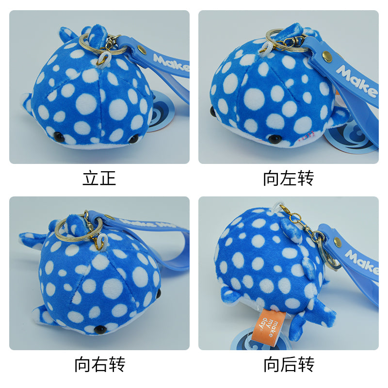 Make My Day Ocean Series | Whale Shark Plush Keychain Charm – Polka Dot Kawaii Stuffed Animal Bag Pendant