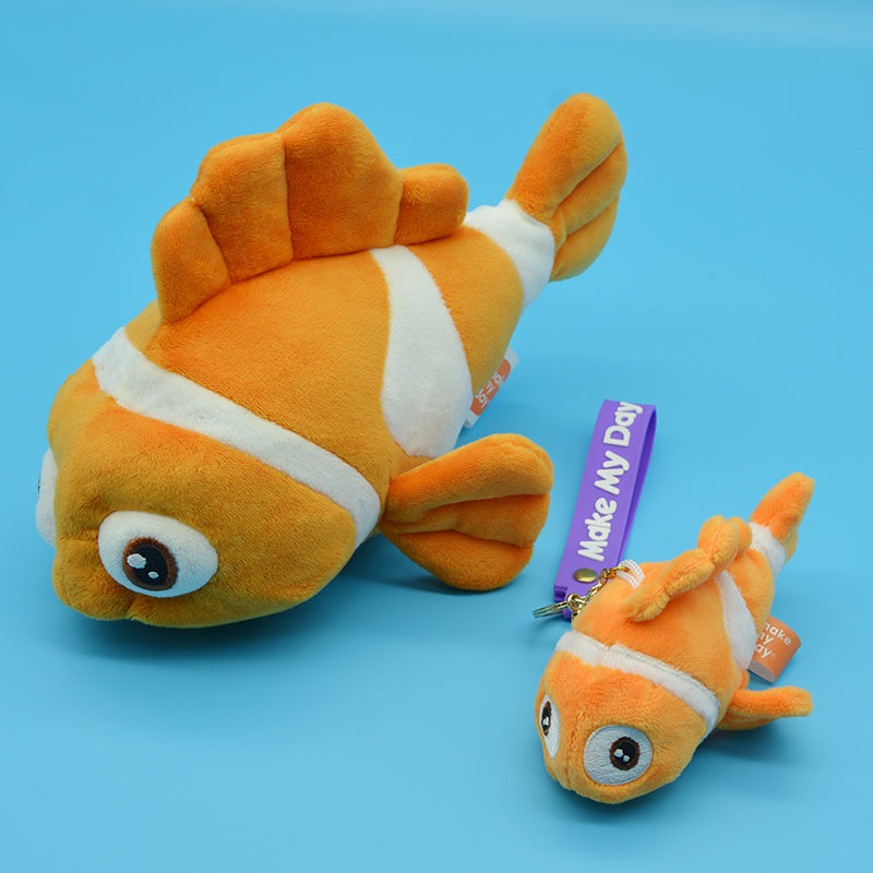 Make My Day Ocean Series | Clownfish Plush Toy & Keychain Charm – Orange & Red Stripe Kawaii Stuffed Animal | 2 Sizes