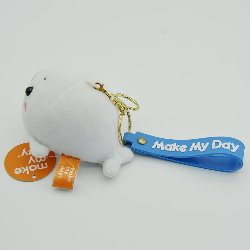 Make My Day Ocean Series | Cute Baby Seal Plush Keychain Charm – Soft Stuffed Animal Bag Pendant