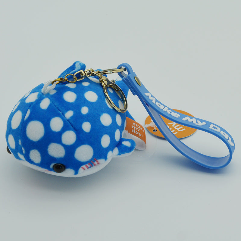 Make My Day Ocean Series | Whale Shark Plush Keychain Charm – Polka Dot Kawaii Stuffed Animal Bag Pendant