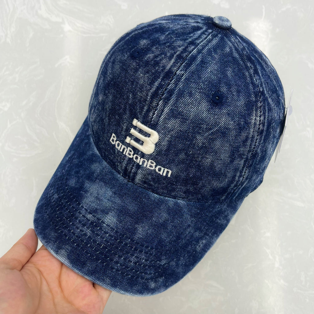 BanBanBan Wide Brim Hand-Washed Denim Baseball Cap – Vintage Acid Wash Hat