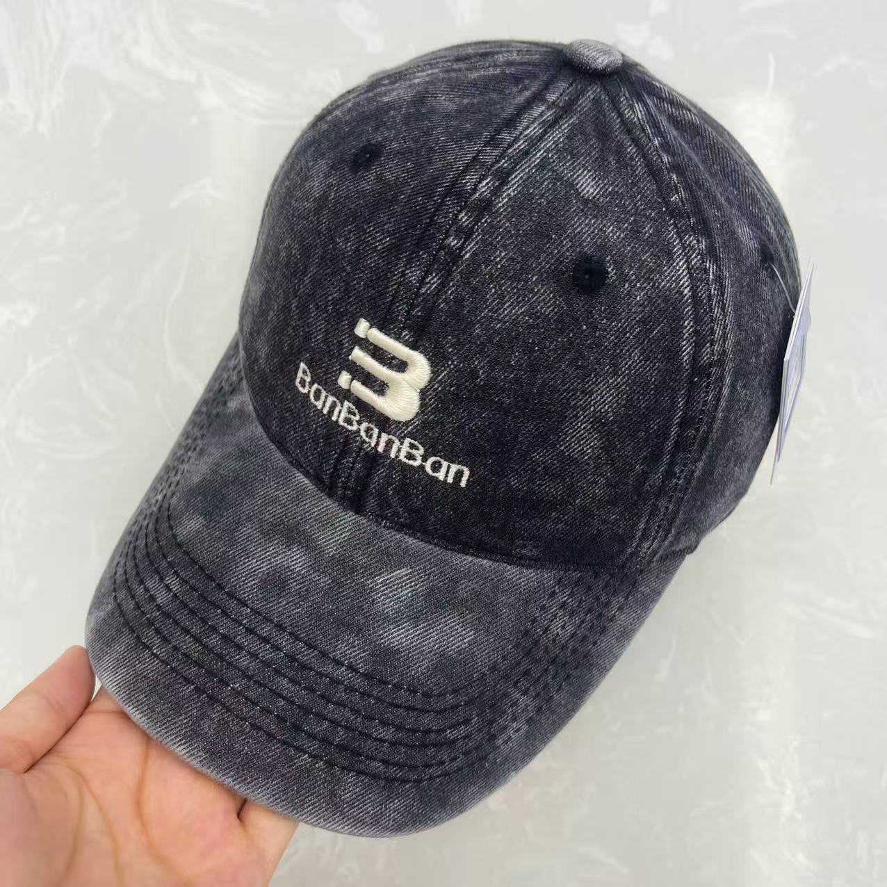 BanBanBan Wide Brim Hand-Washed Denim Baseball Cap – Vintage Acid Wash Hat