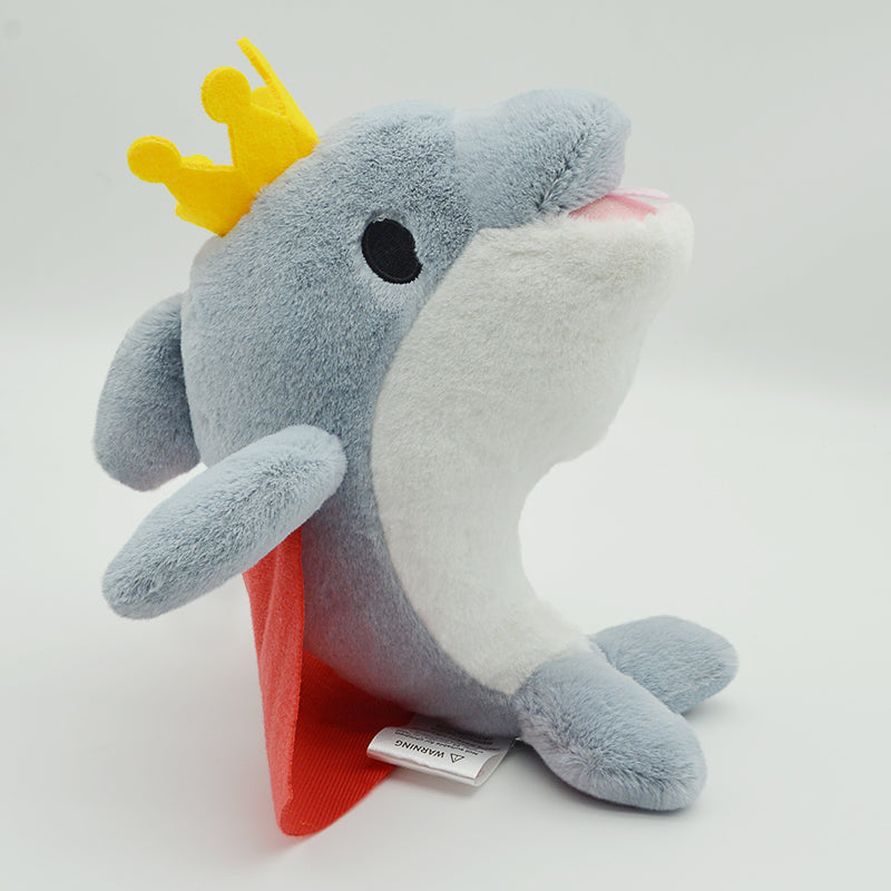 Make My Day Ocean Series | Royal Dolphin Stuffed Animal Plush Toy – Crowned Dolphin with Red Cape