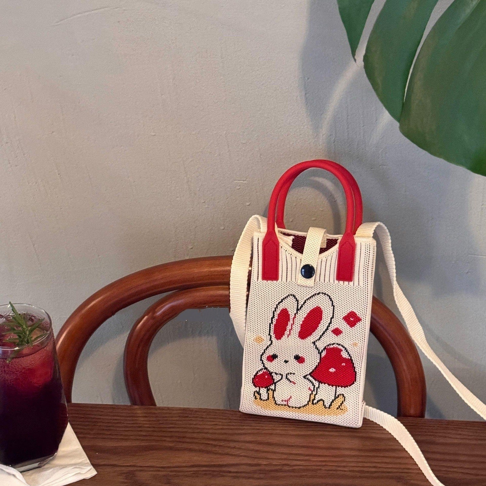 Kawaii Knit Phone Crossbody Bag – Cute Cartoon Mini Shoulder Bag for Cycling, Work & Daily Outings