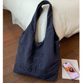 Oversized Letter Embroidery Canvas Tote Bag – Lazy Style Shoulder Bag for Daily Commute