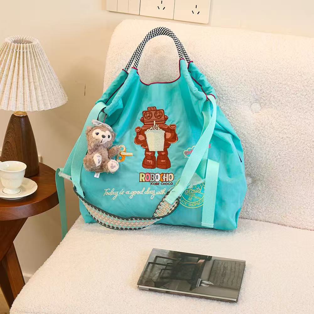 Japanese Style Ball Chain Embroidery Canvas Crossbody Bag – Eco Tote Shoulder Bag