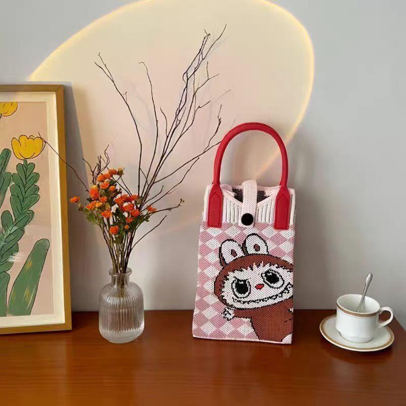 Kawaii Knit Phone Crossbody Bag – Cute Cartoon Mini Shoulder Bag for Cycling, Work & Daily Outings