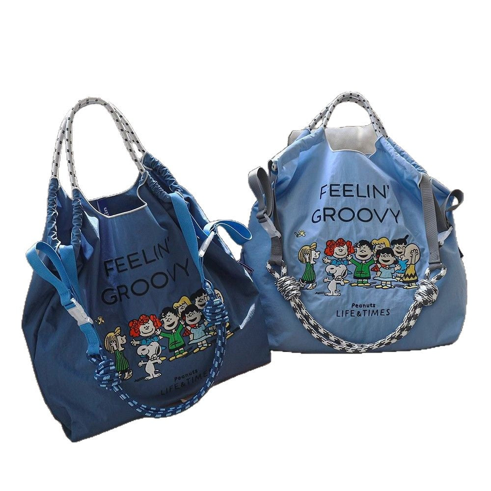 Japanese Style Ball Chain Embroidery Canvas Crossbody Bag – Eco Tote Shoulder Bag