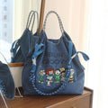Japanese Style Ball Chain Embroidery Canvas Crossbody Bag – Eco Tote Shoulder Bag