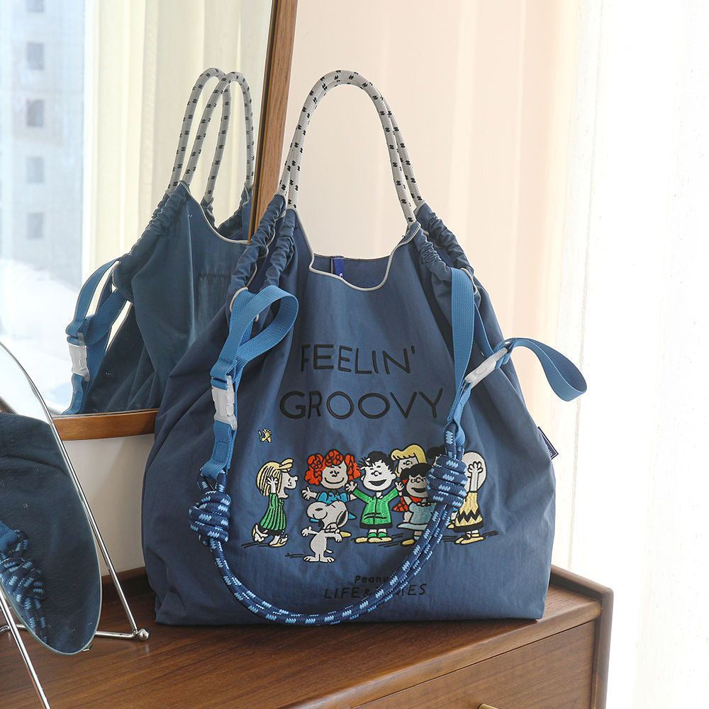 Japanese Style Ball Chain Embroidery Canvas Crossbody Bag – Eco Tote Shoulder Bag