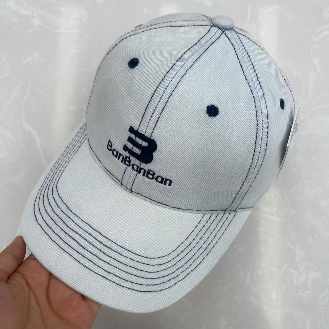 BanBanBan Wide Brim Hand-Washed Denim Baseball Cap – Vintage Acid Wash Hat