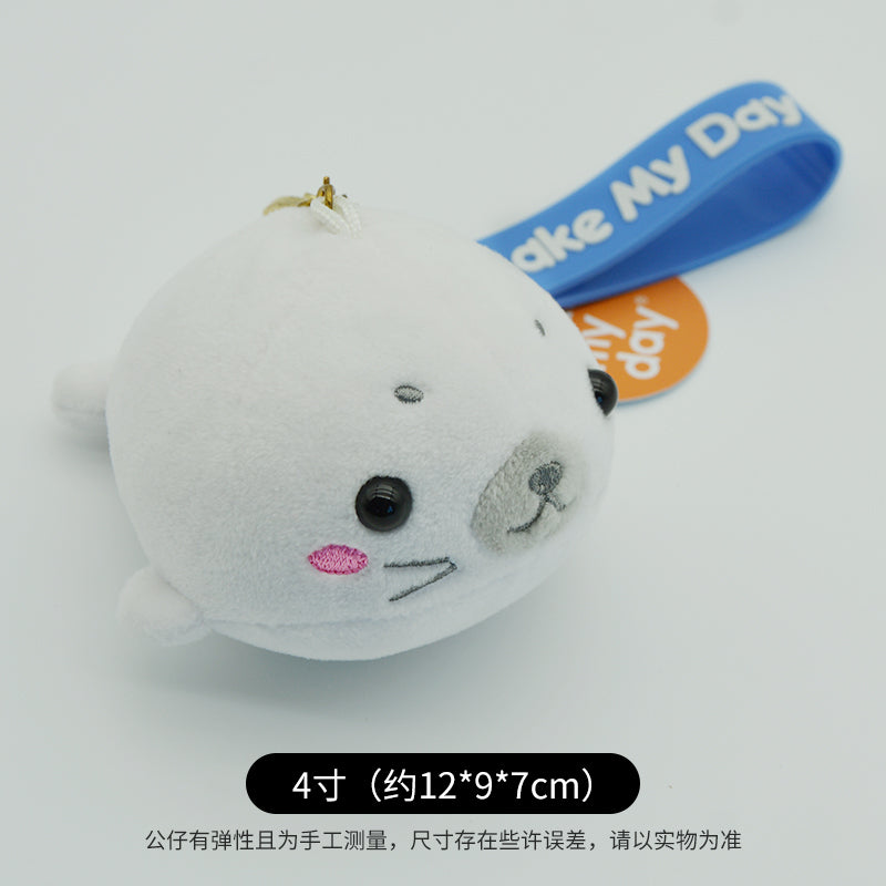 Make My Day Ocean Series | Cute Baby Seal Plush Keychain Charm – Soft Stuffed Animal Bag Pendant