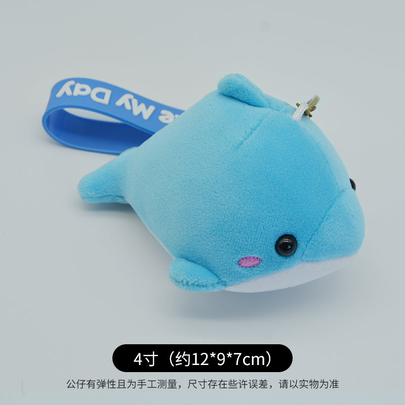 Make My Day Ocean Series | Blue Dolphin Plush Keychain Charm – Cute Kawaii Stuffed Animal Bag Pendant