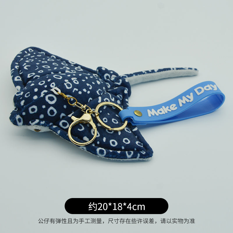 Make My Day Ocean Series | Manta Ray Plush Keychain Charm – Realistic Spotted & Classic Grey Stuffed Animal Bag Pendant